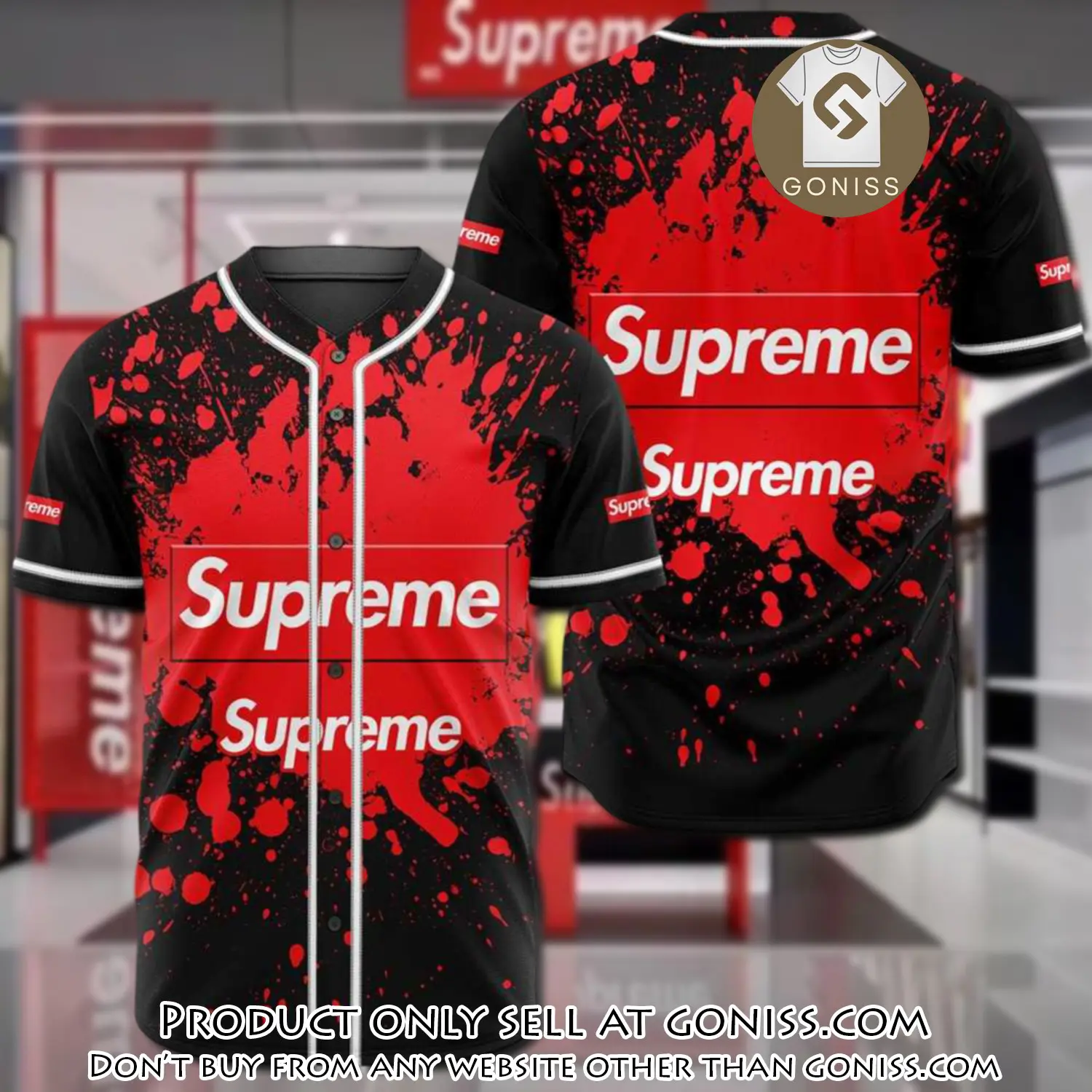 Supreme black baseball jersey shirt luxury bjs1237 gn5230195